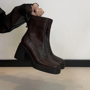 Women's <b>White</b> Versatile Chunky <b>Heel</b> High <b>Heels</b> 2026 French British Style Dress-Matching Height-Increasing Footwear - Product Image 2