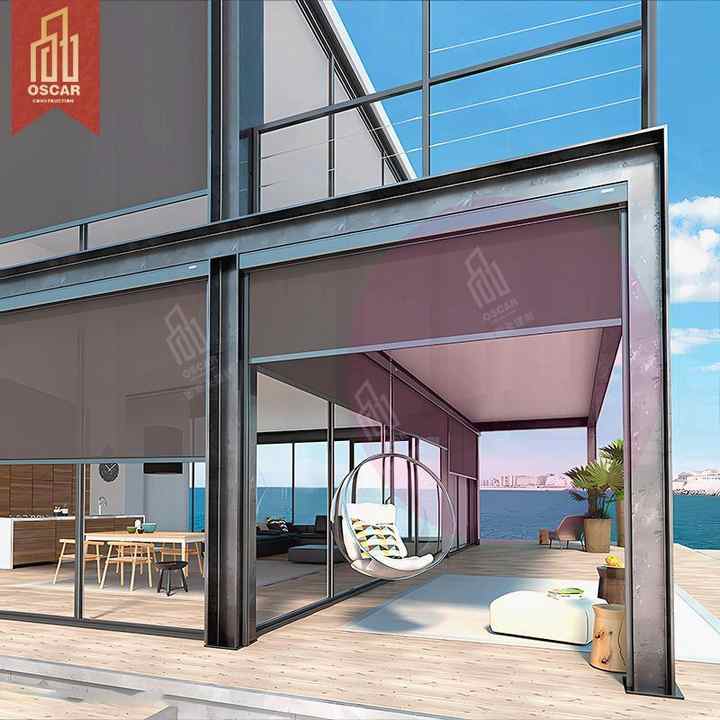 Aluminum Outdoor Zip Track Blinds Windproof Sunshade Patio Garden ...
