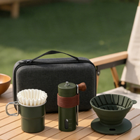 Mini kit de café pour infusion manuelle 5 pièces en acier inoxydable, avec filtre et moulin à café manuel, pour l'extérieur