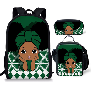 Nouveau Design Adolescent Livre <span class=keywords><strong>Sac</strong></span> Noir Art Fille Africaine Imprimé Grande Capacité Filles Et Garçons Vert <span class=keywords><strong>Sac</strong></span> À <span class=keywords><strong>Dos</strong></span> - Product Image 1