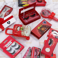 Emballage de cils en papier d'aluminium rouge Saint Valentin Logo vide Cils en boîte Gaufrage UV Lamination mate Parfum quotidien en fourrure