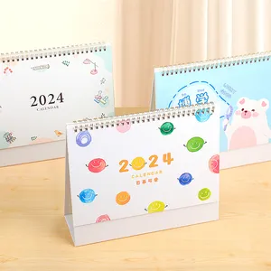 Wholesale 2024 2025 Cute Unique Spiral Flip Calender Kawaii Table Desk Calendar For Office