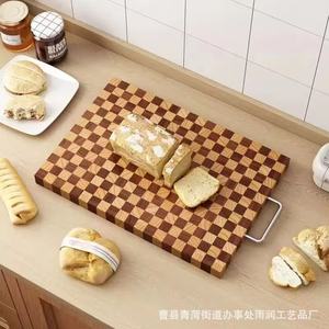 เขียงไม้ลายตารางสี่เหลี่ยมผืนผ้าพร้อมที่จับสำหรับหั่นอาหารในครัว - Product Image 4