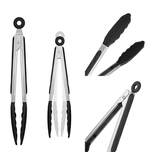 18/8 kauçuk paslanmaz çelik pişirme maşa silikon Mini hizmet klip kavrama barbekü mutfak Bpa ücretsiz Premium mutfak silikon gıda maşası - Product Image 6