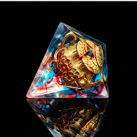 7 pièces de dés DND en résine transparente, bleue et rouge, avec bordures scellées, faits à la main, à bords vifs, pour jeux de société RPG Dungeons & Dragons, cadeau de fête