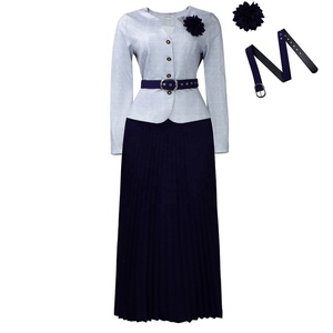 Completo Invernale Elegante da Donna con Cappotto Lungo <span class=keywords><strong>alla</strong></span> <span class=keywords><strong>Caviglia</strong></span> e Gonna a Quadri con Colletto a Fiocco - Product Image 6