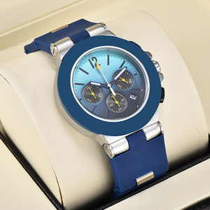Reloj Cronógrafo de Cuarzo para Hombre, Estilo Deportivo de Carreras, Esfera Panda, Correa de Silicona y Acero Inoxidable, Fecha de 24 Horas, Luminoso - Product Image 5