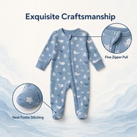 Combinaison bébé 100% coton imprimée animaux marins, fermeture éclair bidirectionnelle, pieds couverts, OEM ODM, manches longues, unisexe, nouveau-né
