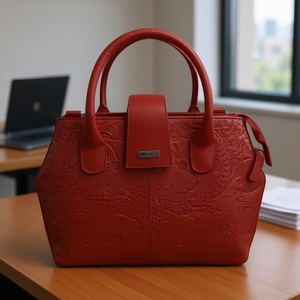 Sac à main en cuir de vachette rouge Fana Marbella, style classique, sac souple pour femmes d'affaires, fermeture à rabat - Product Image 2