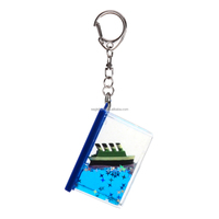 Porte-clés en acrylique pour aquarium, nouvelle décoration liquide avec bateau 3D, poisson flottant, paillettes, sable mouvant, cadeau promotionnel