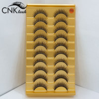 Cils naturels 3/4 courts et effilés 12 mm, sans cruauté, bande en coton ultrafin, faits à la main, réutilisables, faux cils en vison synthétique, aspect naturel