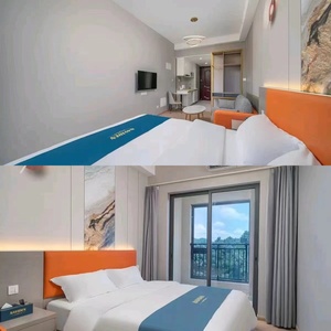 Juego de muebles modernos de dormitorio de hospitalidad de 3 estrellas, habitación estándar, juegos de marco de cama de hotel de madera completa con cabeceros y mesitas de noche - Product Image 4