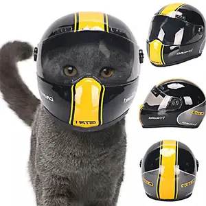 Миниатюрный симпатичный шлем для домашних животных, уличный мотоциклетный шлем для кошек и собак, шапка для защиты от столкновений, декоративная шапка для стайлинга, фото, кролик