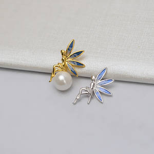 Pendentif ange en argent S925, 10-12 perles, broche pour femme, accessoires de bijoux DIY avec plateau vide semi-fini 604 - Product Image 1