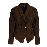 Veste de moto en cuir véritable de mouton, modèle court, de luxe, avec ceinture, pour femme, printemps-automne, personnalisable, en cuir souple, vente en gros, fournisseur