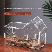 Cage d'élevage de reptiles en acrylique hautement transparente, boîte de présentation pour araignée, lézard, gecko, petit réservoir écologique pour mangeoires à reptiles