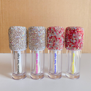 LZ Pack Stock 6ml Big Wand Bling Pink Silver New Rhinestone Lipgloss Bottles Logo personnalisé Chunky Empty <span class=keywords><strong>Lip</strong></span> Gloss Tubes avec boîte - Product Image 1
