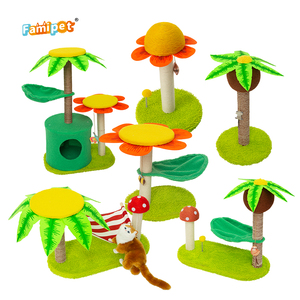 Famipet <span class=keywords><strong>Custom</strong></span> grosir baru desain kecil kucing menara bunga pohon kucing dengan goresan Post - Product Image 1