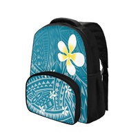 Sac à dos multifonctionnel pour enfants en polyester de 12 pouces, motif hibiscus et plumeria hawaïen, impression à la demande