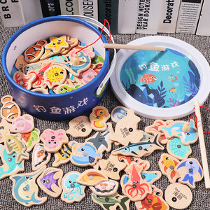 Jouets de pêche en mer emballés en baril, éducation précoce des enfants, développement cognitif, <span class=keywords><strong>jeu</strong></span> magnétique amusant pour les poissons, jeux parent-enfant - Product Image 3