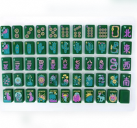 Jeu de Mahjong américain en acrylique vert émeraude, 160 tuiles, thème faune sauvage : Cactus du désert, Serpent à sonnette, Fleurs sauvages
