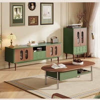 Table basse ovale moderne en bois massif, meuble TV sur pied, combinaison style français pour salon, garantie 1 an