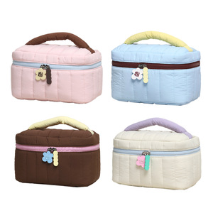 Nouvelle Trousse de Maquillage Matelassée Souple pour Femmes, Grande Capacité Personnalisable, Sac de Rangement Portable pour Articles de Toilette de Voyage - Product Image 1
