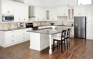 Gabinete de Cocina Clásico Blanco Antiguo CANA OEM, Armario Modular de Madera Sólida con Panel Elevado y Barra de Desayuno con Isla - Product Image 5