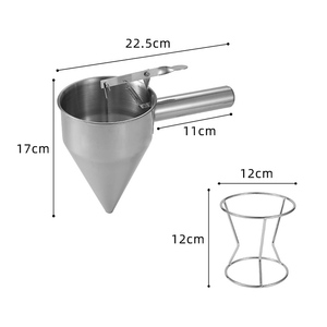 Corong Bola Gurita Kaliber 8mm 600ml Dispenser Masak Stainless Steel untuk Adonan Kue Pancake dengan Rak - Product Image 6