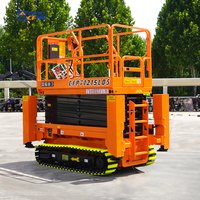 Plateforme élévatrice à ciseaux électrique tout-terrain sur chenilles pour travaux en hauteur, batterie au lithium, 12 m, 320 kg, avec certifications CE ISO ANSI