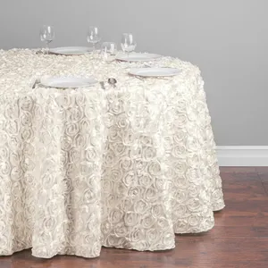 Wholesale Round Table Cover Wedding Party Event Rosette 120inch Satin Tablecloth