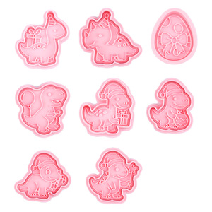 Moule <span class=keywords><strong>à</strong></span> biscuits en plastique 3D de la série Dinosaures de <span class=keywords><strong>Noël</strong></span>, <span class=keywords><strong>emporte</strong></span>-pièces de dessin animé, impression personnalisée pour pâte <span class=keywords><strong>à</strong></span> modeler DIY - Product Image 4
