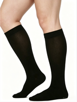 Chaussettes de compression graduée en coton tricoté solide 15-20/20-30 mmHg pour femmes, à bout ouvert, en stock