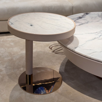Natürlicher Marmor Handgefertigter Moderner Italienischer Luxus Runder Akzent-Couchtisch für Wohnzimmer Apartment Sofa Beistellmöbel