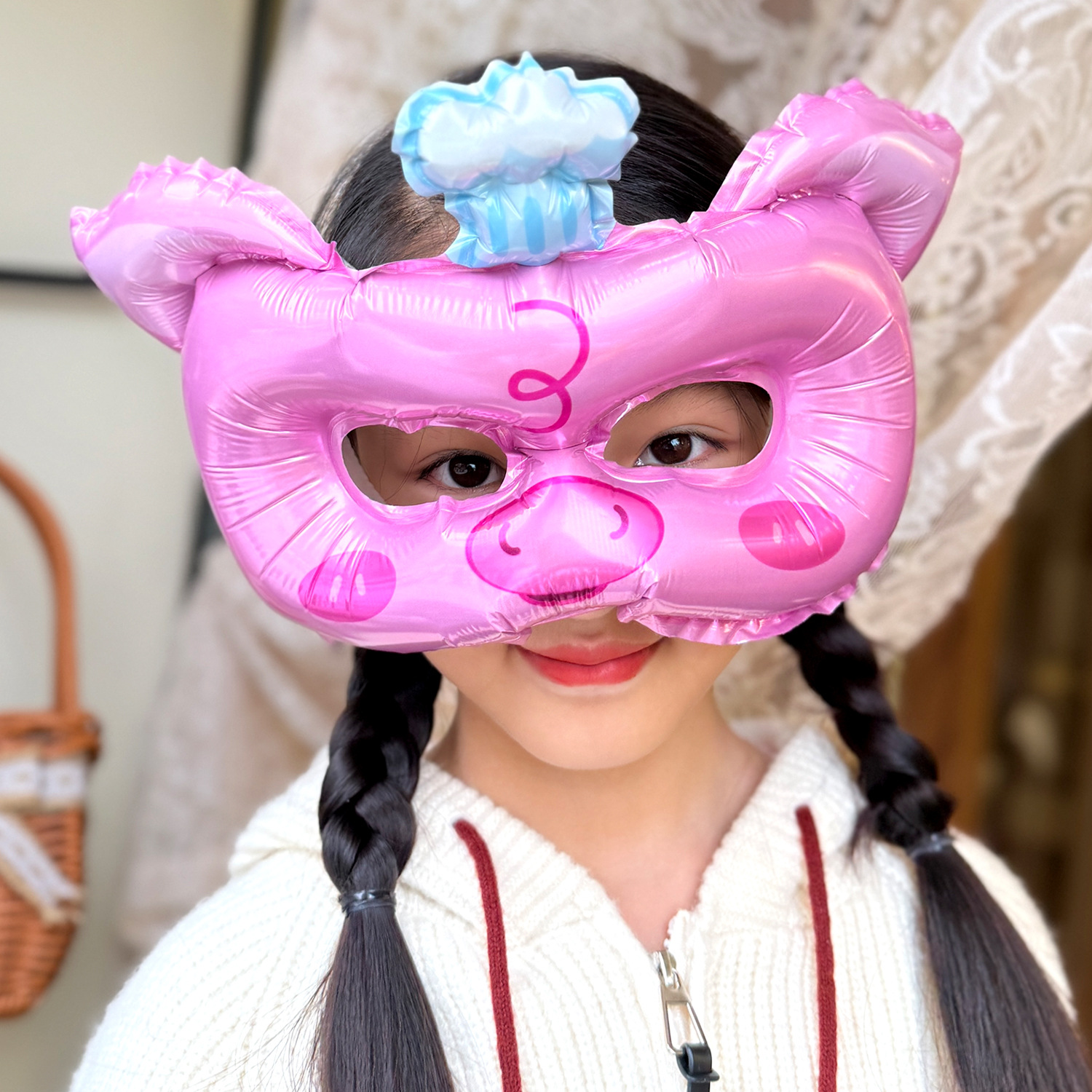 Pink pig animal mask