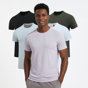 Camiseta Deportiva para Hombre, Teñida con Hilo, de Secado Rápido, Transpirable, con Cuello Redondo, Manga Corta, Ajustada, con Detalles Reflectantes - Product Image 3