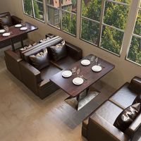 Combinaison Table et Chaises Carrées en Bois Massif Écologique pour Cafés, Restaurants Occidentaux, Bars, Salons de Thé et Magasins Commerciaux