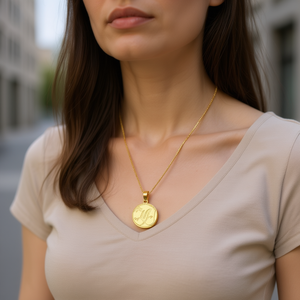 Collar con colgante InN Y, cadena de acero inoxidable chapada en oro de 1,9 cm, joyería minimalista de moda para mujer - Product Image 2