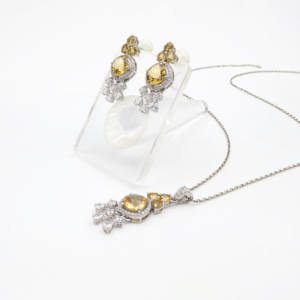 Conjunto de Pendientes y Colgante de Citrino Natural en Plata de Ley 925, Chapado en Rodio, Joyería Fina OEM ODM - Product Image 1