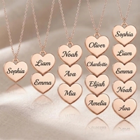 Collar con Nombre de Familia Personalizado, Colgante de Corazón Apilado con Nombres Grabados, Collar para Mamá, Regalo para el Día de la Madre, Joyería