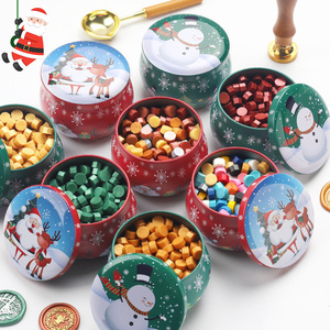 Perlas de cera navideña en lata, 260 piezas, cera para sellar con diseño de Papá Noel y muñecos de nieve, no tóxica, de secado rápido - Product Image 5