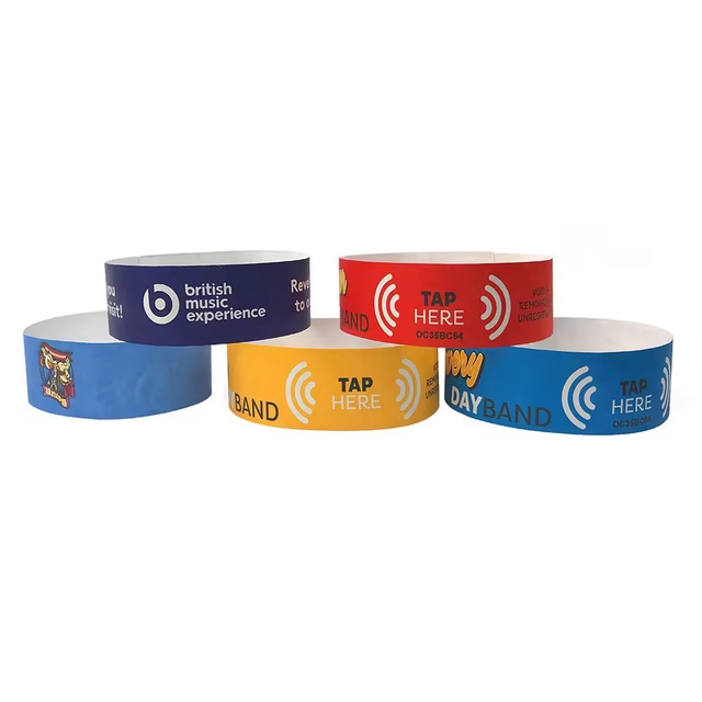 RPW01 Custom Printed Disposable NFC RFID Thermal Paper Wristband with Mini Tag