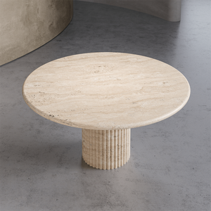 Mueble de comedor redondo <span class=keywords><strong>minimalista</strong></span>, <span class=keywords><strong>mesa</strong></span> de comedor de mármol beige para restaurante - Product Image 3