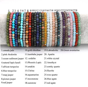 High Quality 4mm Natural Semi-precious Stone 925 Sterling Silver <strong>Beads</strong> Elastic Gemstone <strong>Bracelet</strong> for Women - Product Image 2