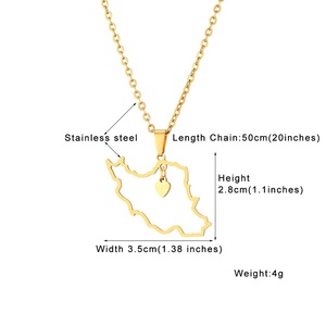 Collar de Acero Inoxidable con Mapa de Irán Hueco, Colgante de Corazón, Joyería con Contorno Persa, Regalo Nacional de Amor para Hombres y Mujeres - Product Image 4