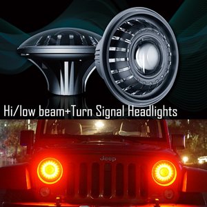 DOT <span class=keywords><strong>E</strong></span> Mark Phê Duyệt Amber Bật Tín Hiệu Halo Lights Cao Và Thấp Chùm 7 Inch Xe Máy <span class=keywords><strong>Led</strong></span> Đèn Pha Với DRL Cho Jeep - Product Image 6