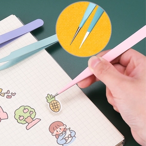 Pince à épiler en acier inoxydable colorée pour le scrapbooking et la création de carnets, outil DIY pour autocollants et rubans de papier couleur macaron, vente en gros - Product Image 6