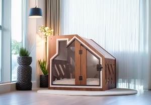 Thiết Kế Mới Trong Nhà Dog Kennel Đồ Nội Thất Hiện Đại Nâu Phong Cách Gỗ Pet Dog Nhà Với Cửa - Product Image 6