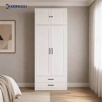 Armoire moderne en acier avec tiroirs supérieurs, meuble de rangement autoportant pour vêtements, idéal pour chambre, appartement, maison