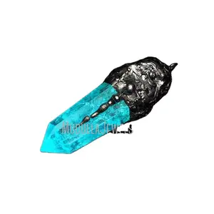 PM36545 Bijoux Soudés Bleu Glace Cristal Clair Quartz Interrupteur Magnétique Light Up Pendentif Glow In the Dark Bijoux Halloween Cadeau